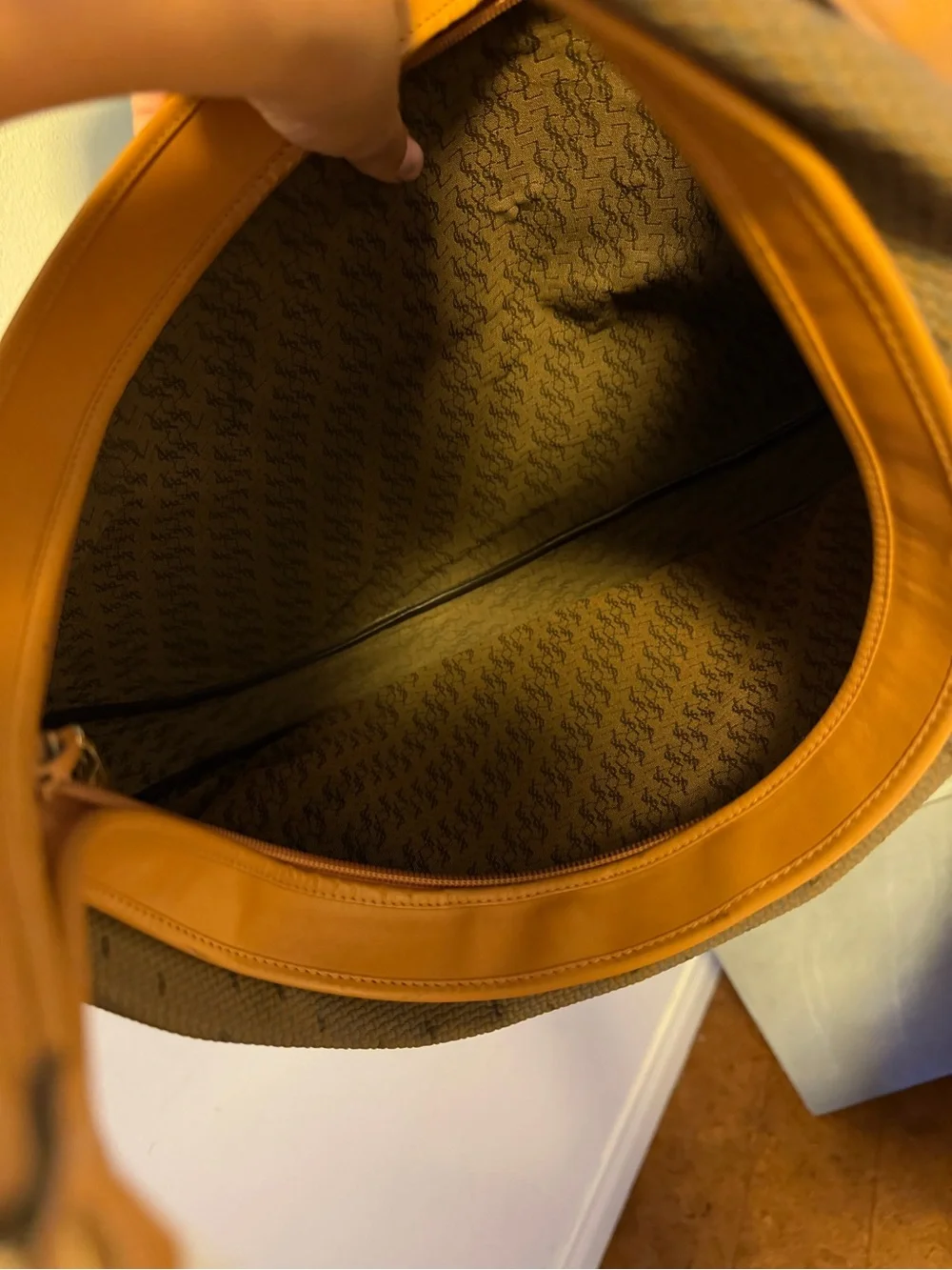 Yves Saint Laurent Brown and Tan Hobo Shoulder Bag